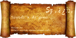 Szoták Ágnes névjegykártya
